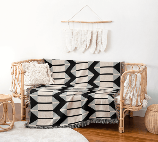 Baby Blue an Black Chevron Arrow Throw Blanket