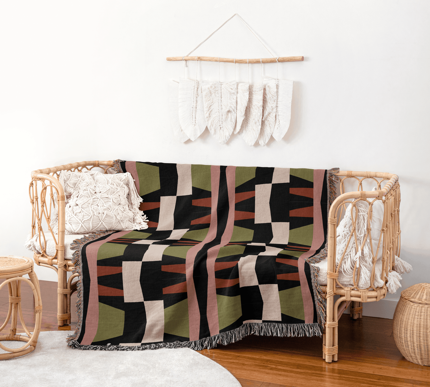 Bauhaus Tribal Geometric Woven Blanket