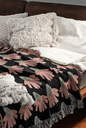 Vibrant Black and Pink Floral Woven Cotton Throw Blanket