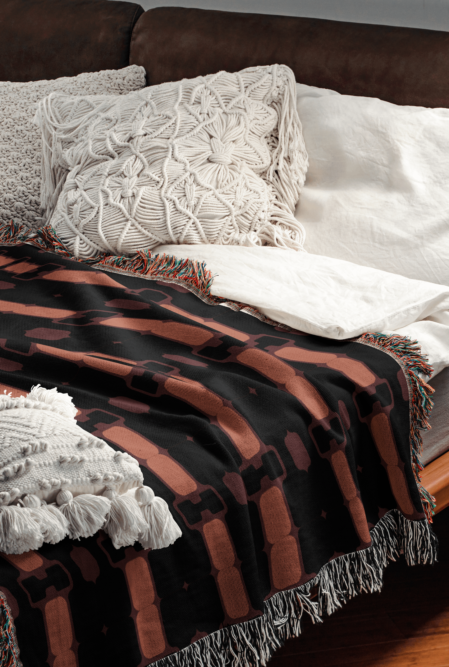 Psychedelic Black and Pink Geometric Cotton Throw Blanket