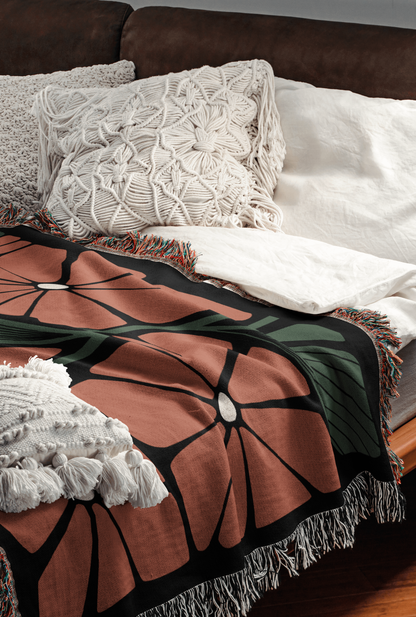 Autumn Colors Matisse Style Floral Woven Blanket