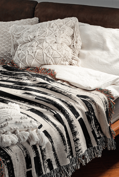 Monochrome Birch Woven Throw Blanket