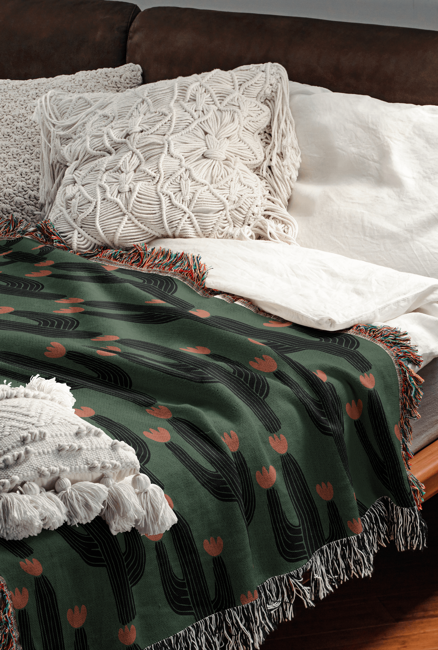 Desert Bloom Cactus Throw Blanket