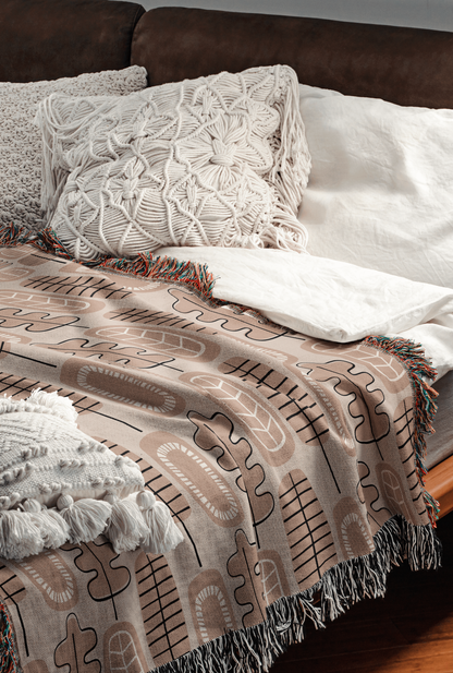 Retro Leaves Woven Throw Blanket
