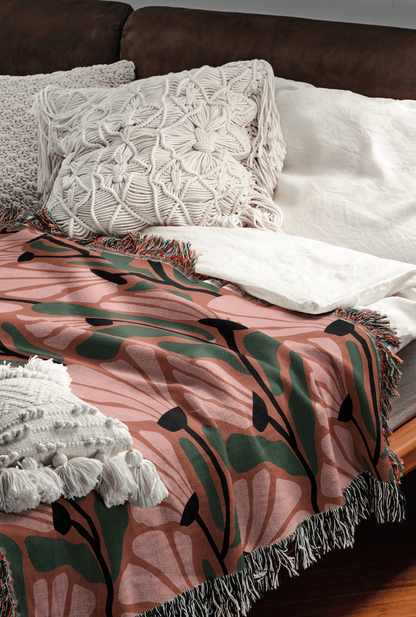 Verdant Whisper Woven Throw Blanket