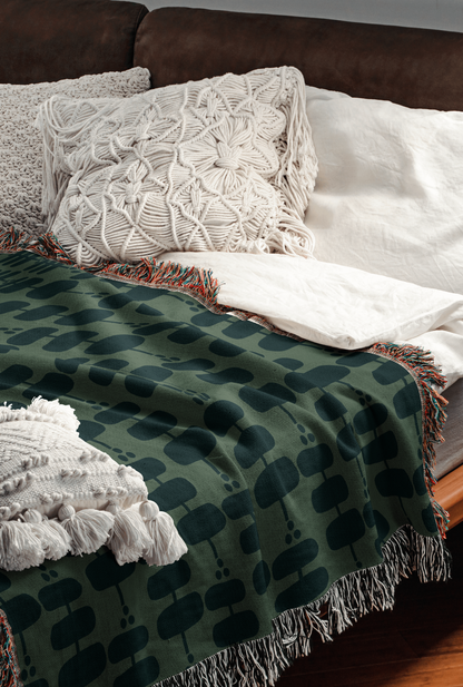 Green Modern Abstract Woven Throw Blanket