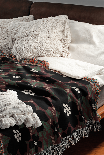 Midnight Bloom Woven Throw Blanket