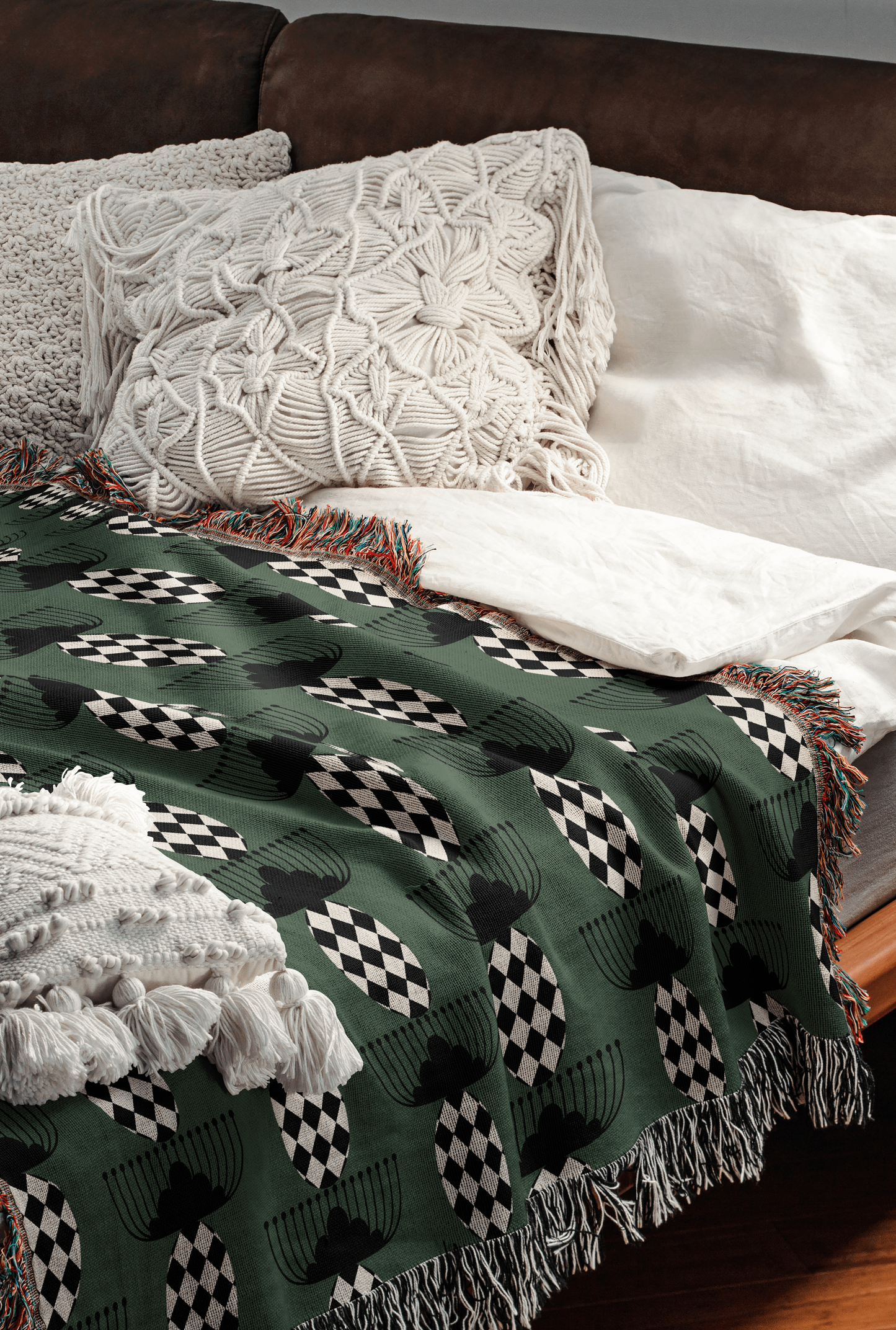 Checkered Bloom Woven Throw Blanket