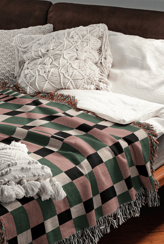 Checkerboard Woven Cotton Blanket