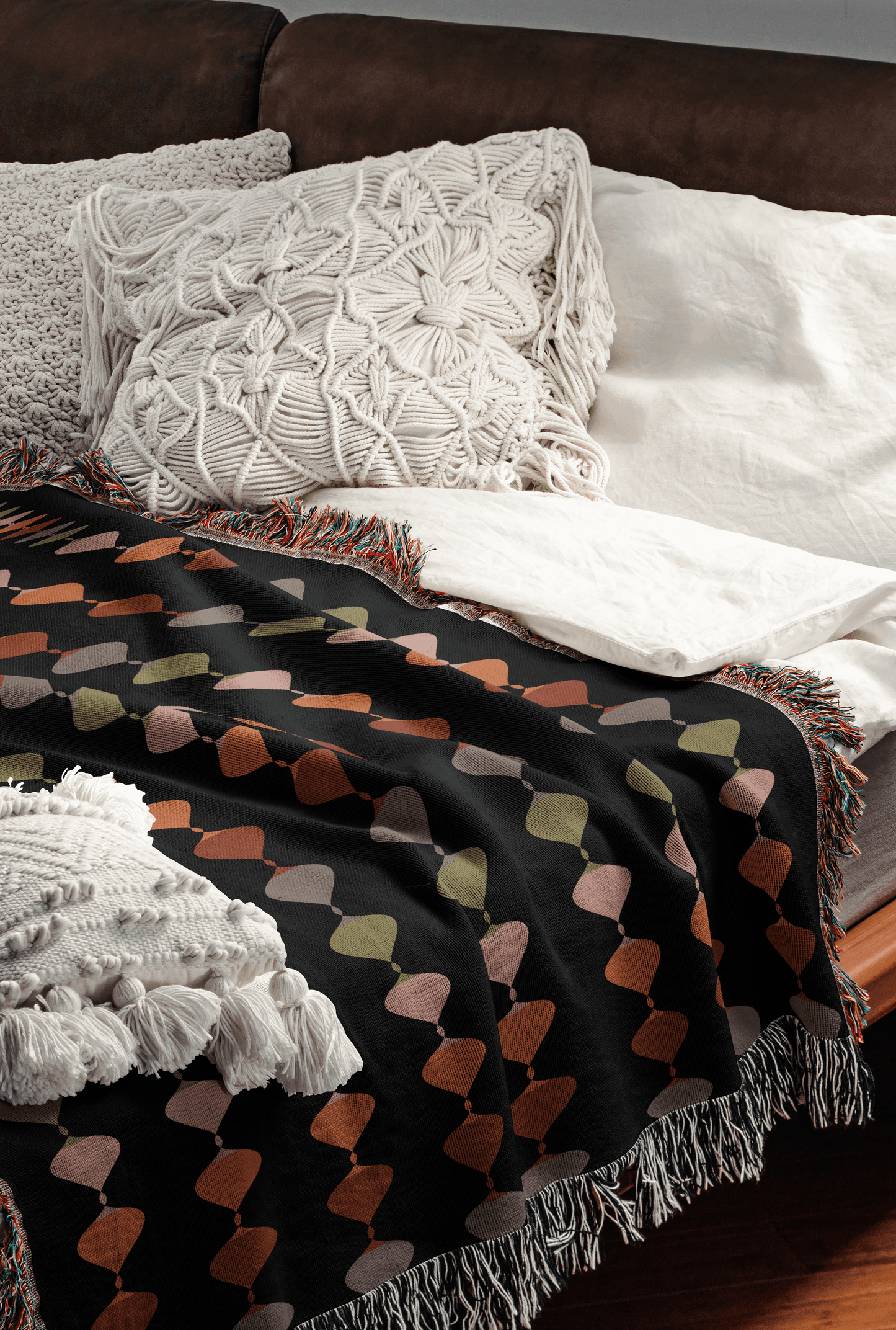MCM Striped Rainbow Woven Cotton Blanket