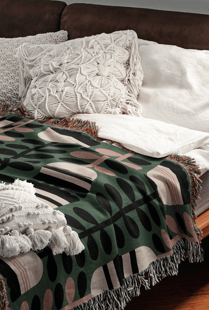 Matisse Botanical Leaves Woven Cotton Blanket