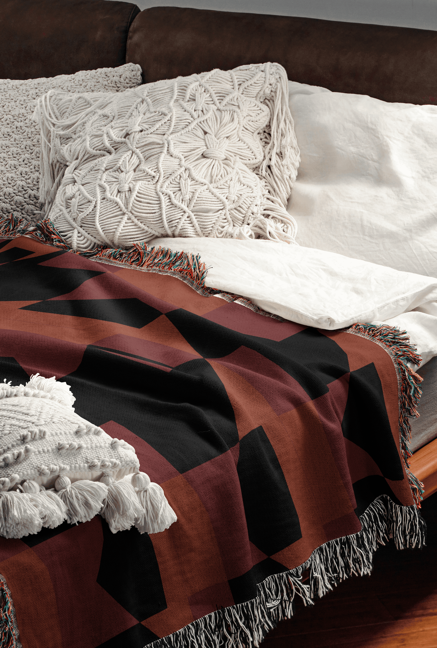Black & Rust Southwest Woven Throw Blanket