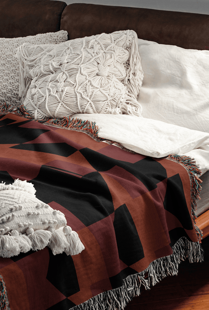 Black & Rust Southwest Woven Throw Blanket
