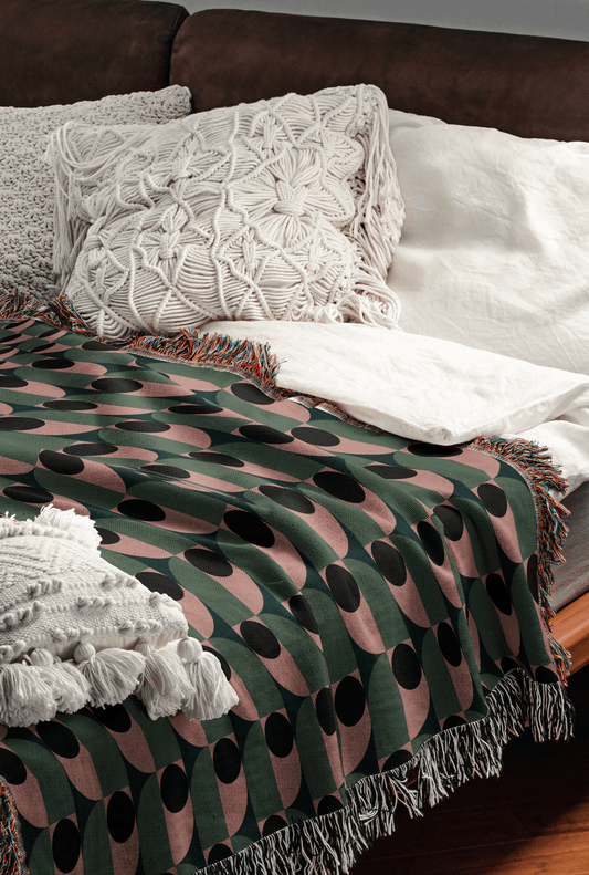 Olive Lunar Woven Throw Blanket