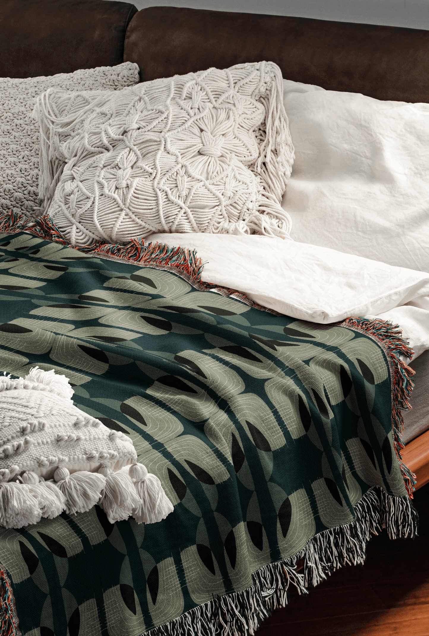 Sage Green & Teal Abstract Botanical Design – Mid-Century Modern Style