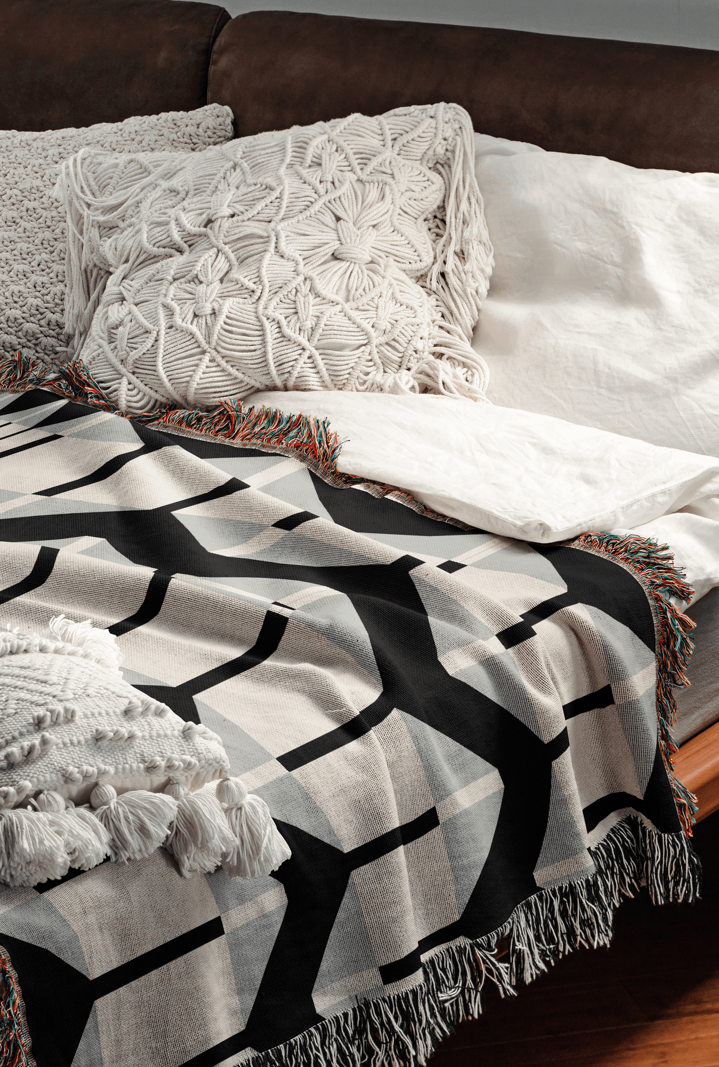 Baby Blue an Black Chevron Arrow Throw Blanket