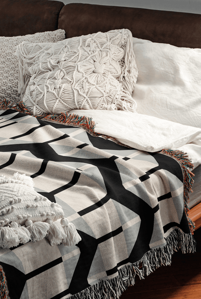 Baby Blue an Black Chevron Arrow Throw Blanket