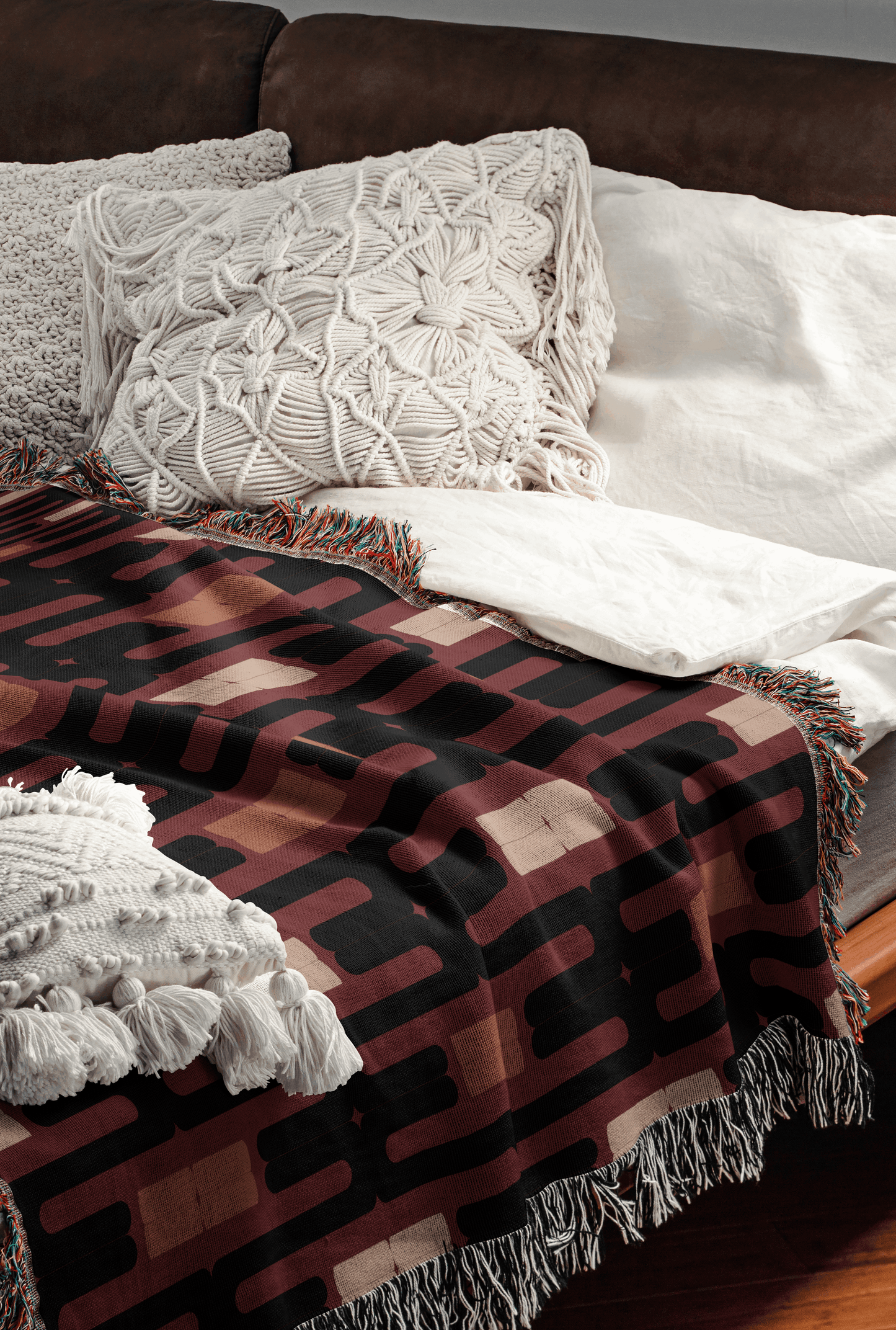 Retro Brick Pattern Throw Blanket