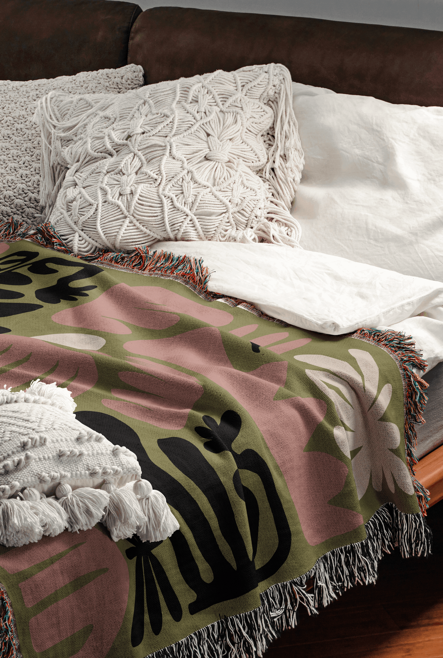 Botanical Harmony Woven Throw Blanket