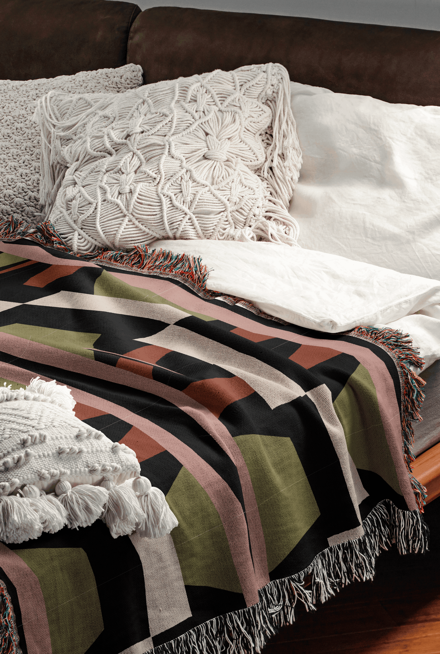 Bauhaus Tribal Geometric Woven Blanket
