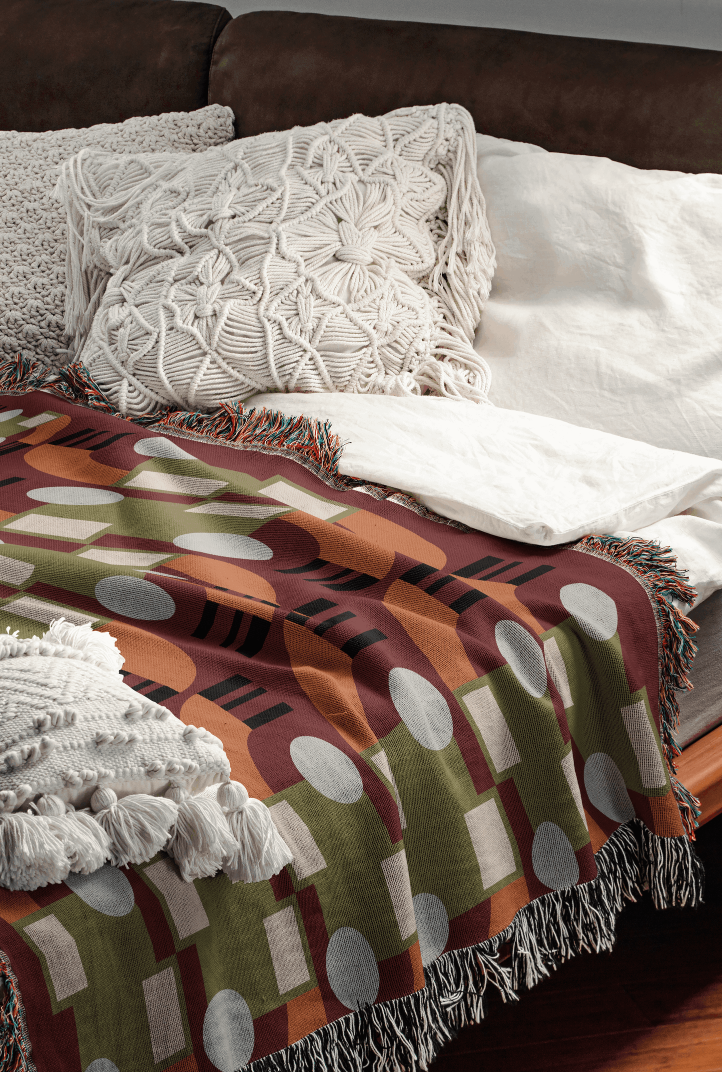 Abstract Geometric Cotton Throw Blanket