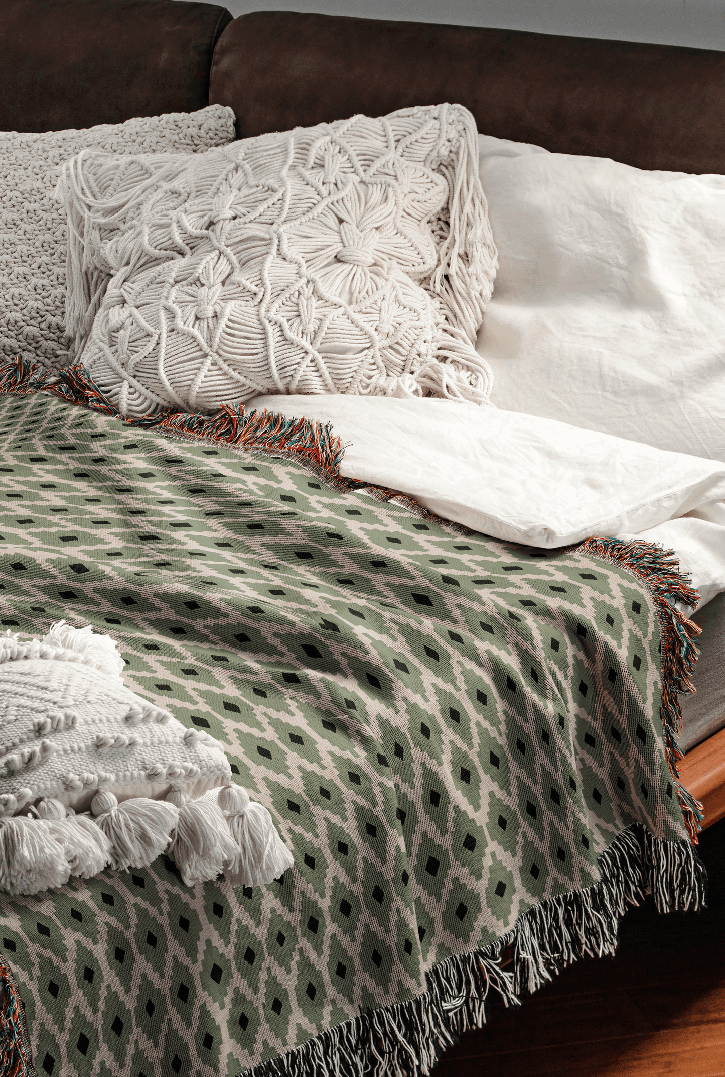 Soft Green Diamond Cotton Blanket