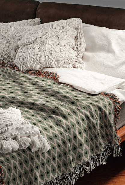 Soft Green Diamond Cotton Blanket