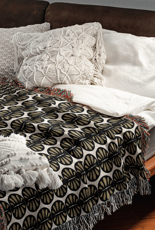 Khaki Modern Folk Woven Throw