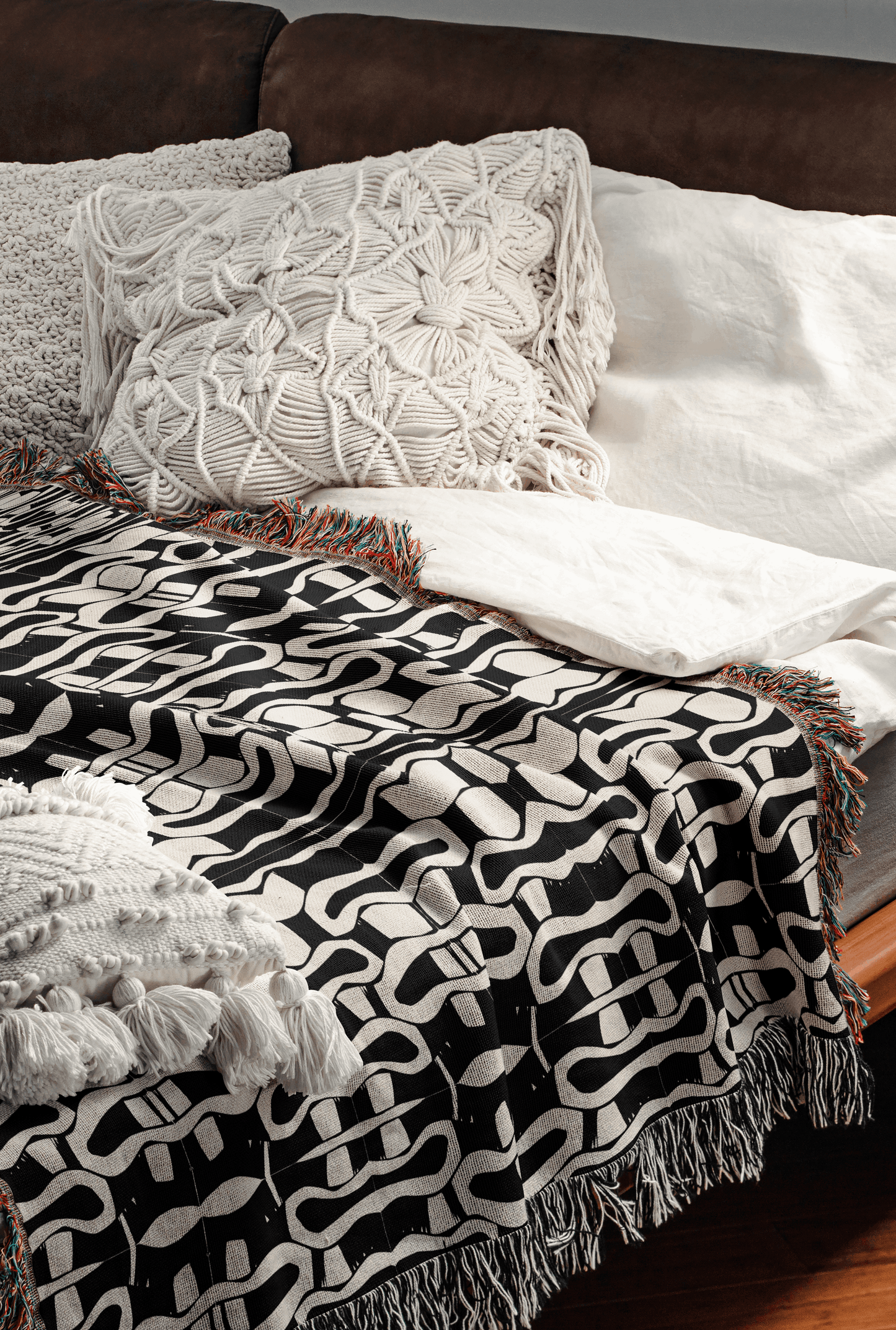 Abstract Monochrome Woven Throw Blanket