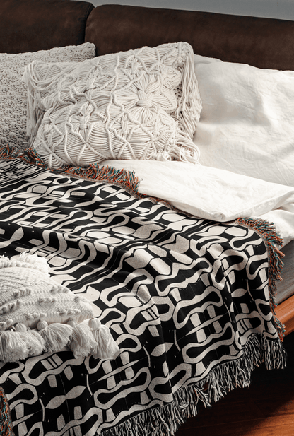 Abstract Monochrome Woven Throw Blanket