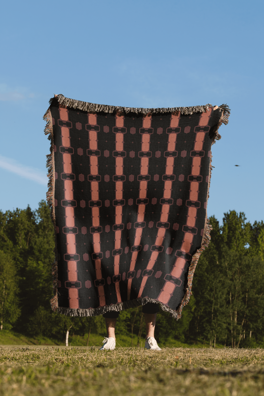 Psychedelic Black and Pink Geometric Cotton Throw Blanket