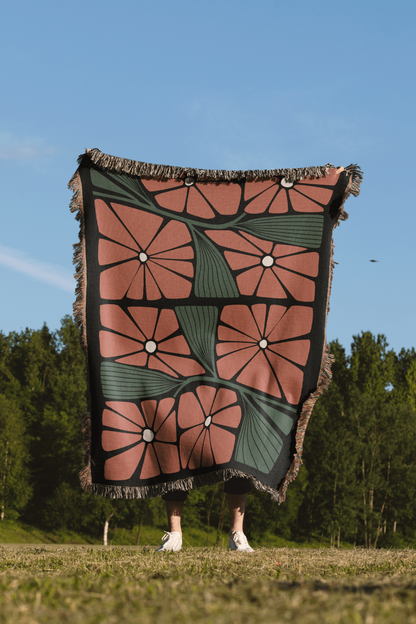 Autumn Colors Matisse Style Floral Woven Blanket
