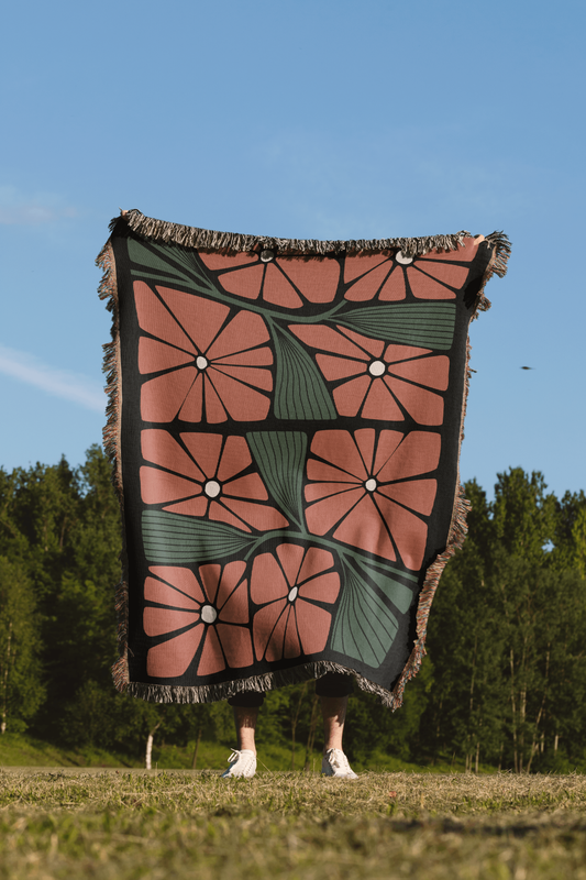 Autumn Colors Matisse Style Floral Woven Blanket