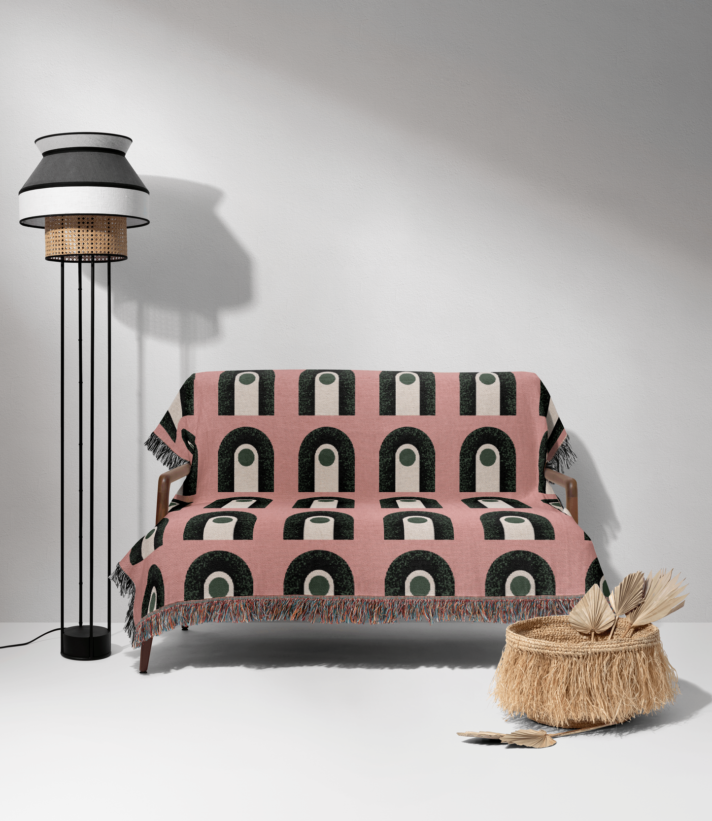 Pink and Black Brutalist Arches Woven Blanket