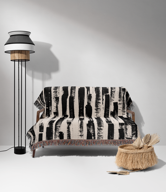Monochrome Birch Woven Throw Blanket