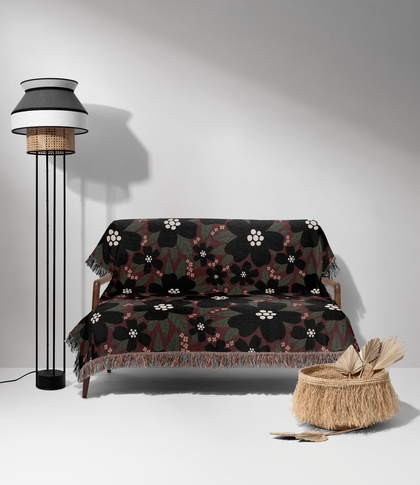 Midnight Bloom Woven Throw Blanket