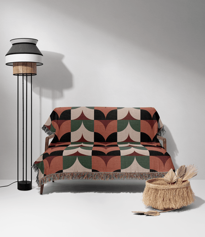 Modern Retro Scallop Woven Throw Blanket