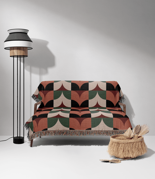 Modern Retro Scallop Woven Throw Blanket