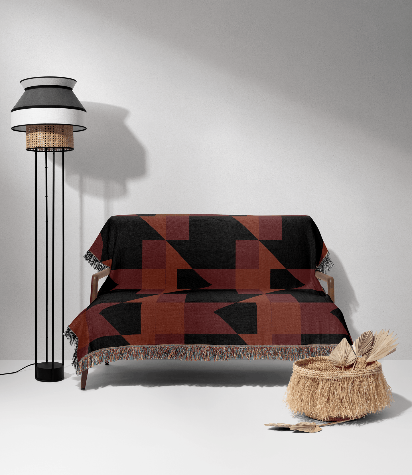 Black & Rust Southwest Woven Throw Blanket