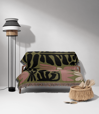 Botanical Harmony Woven Throw Blanket