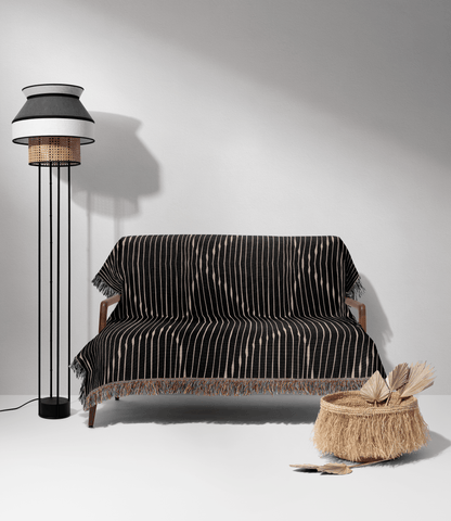 Black & Beige Zigzag Stripes – Modern Geometric Woven Throw Blanket