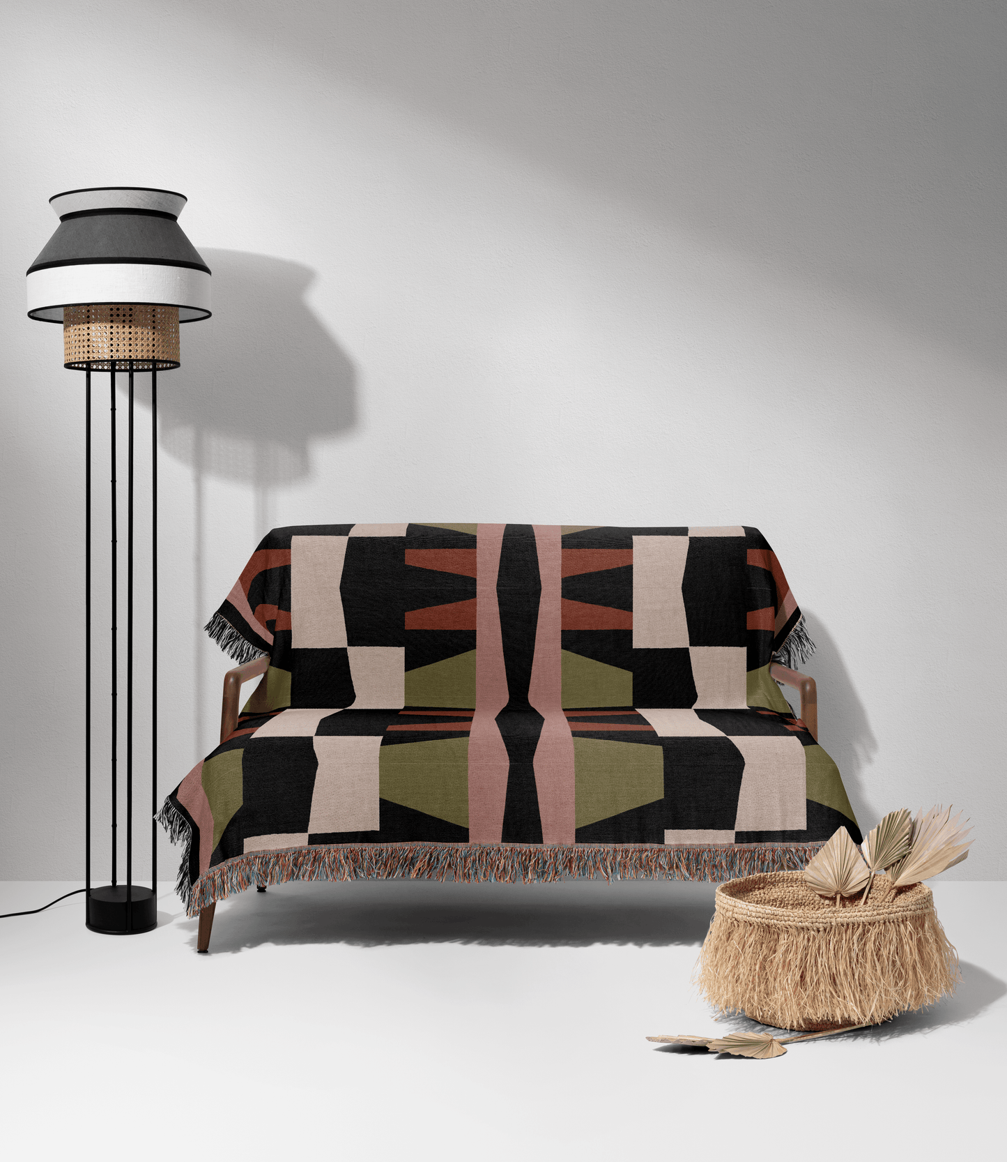 Bauhaus Tribal Geometric Woven Blanket