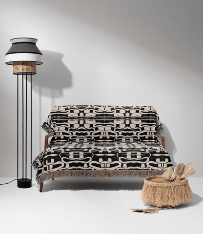 Abstract Monochrome Woven Throw Blanket