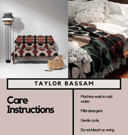 Retro Modern Geometric Woven Throw Blanket