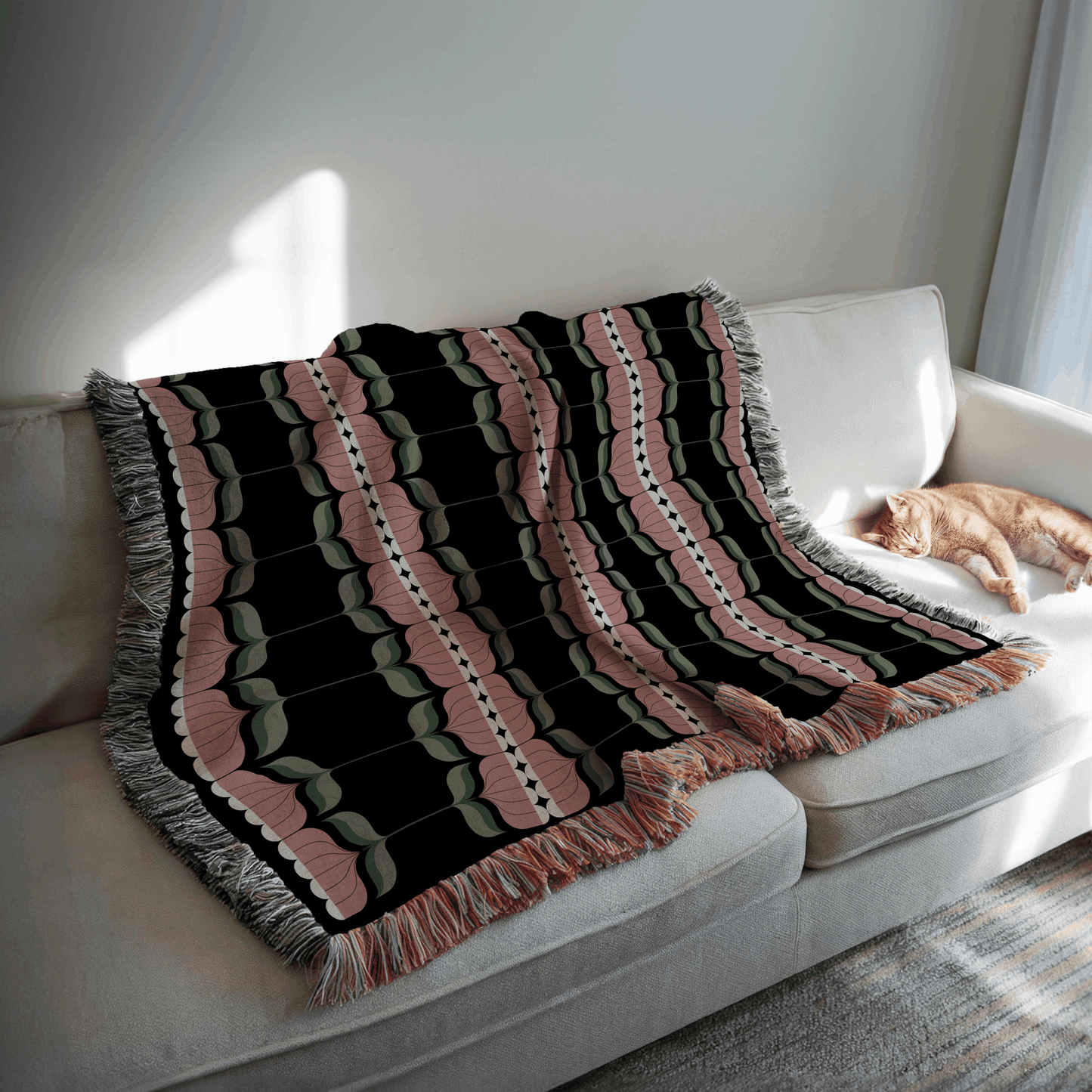 Art Nouveau Tulip Woven Throw Blanket
