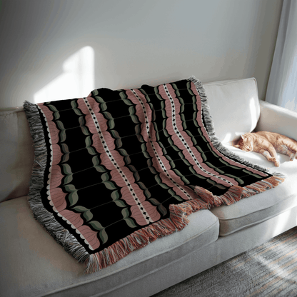 Art Nouveau Tulip Woven Throw Blanket