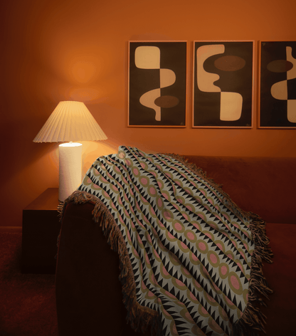 Vintage-Inspired Geometric Striped Woven Throw Blanket