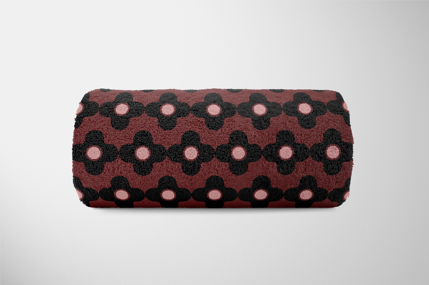 Maroon And Black Psychedelic Flower Towel