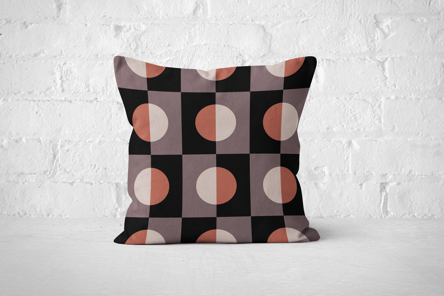 Modern Checkered Circle Woven Pillow