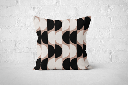 Modern Monochrome Geometric Woven Pillow